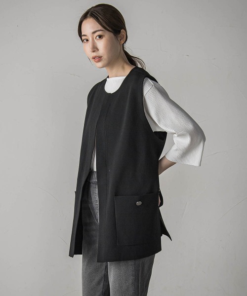 la.f…(ラエフ)の「"後姿もこなれ感"スポンディッシュニットジレ≪手洗い可能≫(ベスト・レディース・チャコールグレー/ブラック/キャメル・9号)」の15枚目の写真