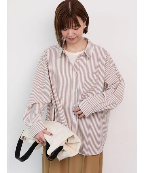 Lugnoncure（ルノンキュール）の「無地/柄アソートレギュラーオーバーシャツ（シャツ/ブラウス・レディース・オフホワイト/ネイビー/ベージュ/ブラック・F）」の10枚目の写真