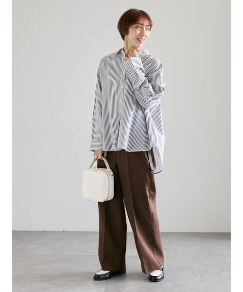 Lugnoncure（ルノンキュール）の「無地/柄アソートレギュラーオーバーシャツ（シャツ/ブラウス・レディース・オフホワイト/ネイビー/ベージュ/ブラック・F）」の8枚目の写真