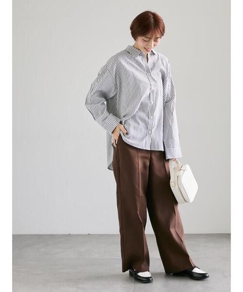 Lugnoncure（ルノンキュール）の「無地/柄アソートレギュラーオーバーシャツ（シャツ/ブラウス・レディース・オフホワイト/ネイビー/ベージュ/ブラック・F）」の7枚目の写真