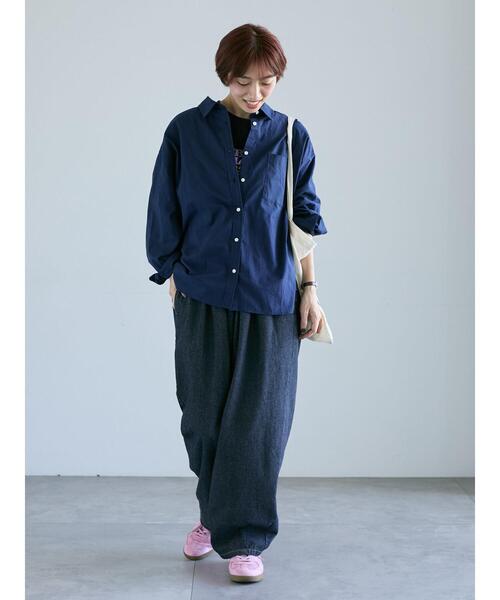 Lugnoncure（ルノンキュール）の「無地/柄アソートレギュラーオーバーシャツ（シャツ/ブラウス・レディース・オフホワイト/ネイビー/ベージュ/ブラック・F）」の14枚目の写真