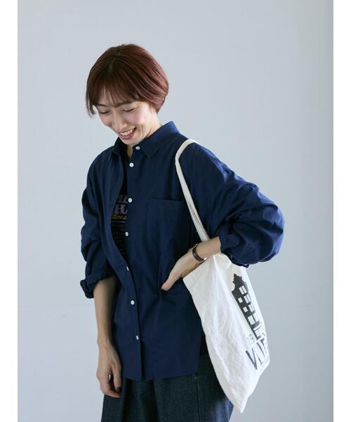 Lugnoncure（ルノンキュール）の「無地/柄アソートレギュラーオーバーシャツ（シャツ/ブラウス・レディース・オフホワイト/ネイビー/ベージュ/ブラック・F）」の13枚目の写真