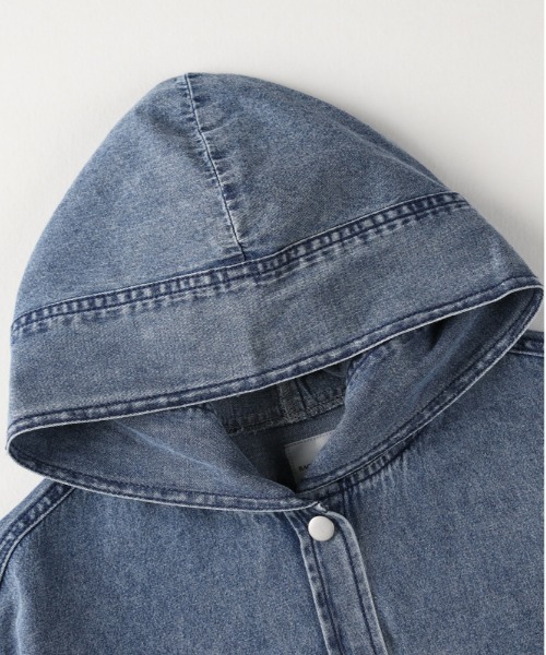 BACK NUMBER(バックナンバー)の「【BACK NUMBER】デニムフードシャツ (フード付き/柔らかデニム/リラックス/カジュアル)(シャツ/ブラウス・レディース・ライトインディゴブルー/その他1・L/M)」の8枚目の写真