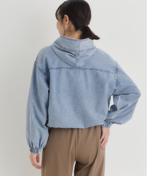 BACK NUMBER(バックナンバー)の「【BACK NUMBER】デニムフードシャツ (フード付き/柔らかデニム/リラックス/カジュアル)(シャツ/ブラウス・レディース・ライトインディゴブルー/その他1・L/M)」の10枚目の写真