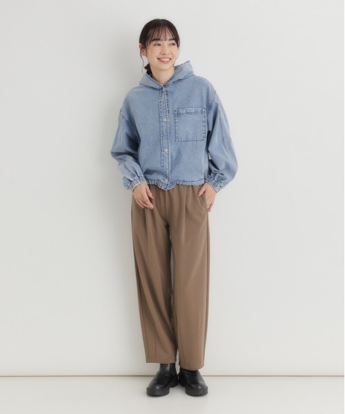 BACK NUMBER(バックナンバー)の「【BACK NUMBER】デニムフードシャツ (フード付き/柔らかデニム/リラックス/カジュアル)(シャツ/ブラウス・レディース・ライトインディゴブルー/その他1・L/M)」の11枚目の写真