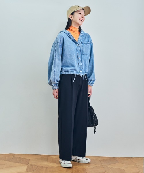 BACK NUMBER(バックナンバー)の「【BACK NUMBER】デニムフードシャツ (フード付き/柔らかデニム/リラックス/カジュアル)(シャツ/ブラウス・レディース・ライトインディゴブルー/その他1・L/M)」の14枚目の写真