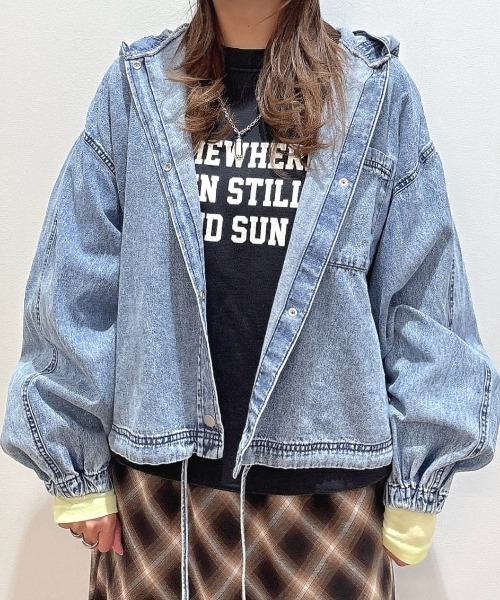 BACK NUMBER(バックナンバー)の「【BACK NUMBER】デニムフードシャツ (フード付き/柔らかデニム/リラックス/カジュアル)(シャツ/ブラウス・レディース・ライトインディゴブルー/その他1・L/M)」の16枚目の写真