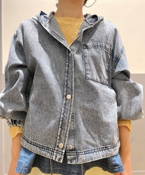 BACK NUMBER(バックナンバー)の「【BACK NUMBER】デニムフードシャツ (フード付き/柔らかデニム/リラックス/カジュアル)(シャツ/ブラウス・レディース・ライトインディゴブルー/その他1・L/M)」の20枚目の写真