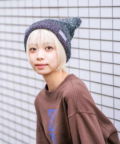 MEI(メイ)の「【MEI/メイ】クマミミニットキャップ(ニットキャップ/ビーニー・メンズ・ブラック/ライトグレー/ピンク・FREE)」の4枚目の写真