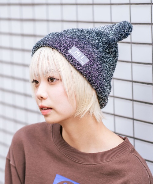 MEI(メイ)の「【MEI/メイ】クマミミニットキャップ(ニットキャップ/ビーニー・メンズ・ブラック/ライトグレー/ピンク・FREE)」の5枚目の写真