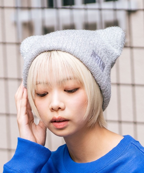 MEI(メイ)の「【MEI/メイ】クマミミニットキャップ(ニットキャップ/ビーニー・メンズ・ブラック/ライトグレー/ピンク・FREE)」の11枚目の写真