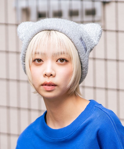 MEI(メイ)の「【MEI/メイ】クマミミニットキャップ(ニットキャップ/ビーニー・メンズ・ブラック/ライトグレー/ピンク・FREE)」の12枚目の写真