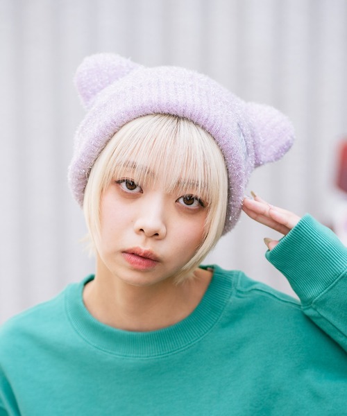 MEI(メイ)の「【MEI/メイ】クマミミニットキャップ(ニットキャップ/ビーニー・メンズ・ブラック/ライトグレー/ピンク・FREE)」の15枚目の写真