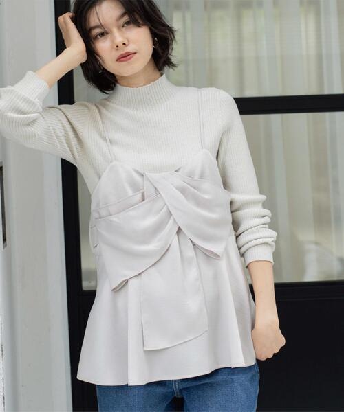 OPAQUE.CLIP（オペークドットクリップ）の「ハイネックリブニット【洗濯機OK】《6col》（ニット/セーター・レディース・ホワイト系8/モスグリーン/ブラック/ブラウン系その他/レッド系1/グレー系4・36/38/40/42）」の2枚目の写真