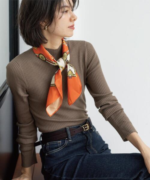 OPAQUE.CLIP（オペークドットクリップ）の「ハイネックリブニット【洗濯機OK】《6col》（ニット/セーター・レディース・ホワイト系8/モスグリーン/ブラック/ブラウン系その他/レッド系1/グレー系4・36/38/40/42）」の4枚目の写真