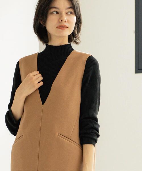 OPAQUE.CLIP（オペークドットクリップ）の「ハイネックリブニット【洗濯機OK】《6col》（ニット/セーター・レディース・ホワイト系8/モスグリーン/ブラック/ブラウン系その他/レッド系1/グレー系4・36/38/40/42）」の19枚目の写真