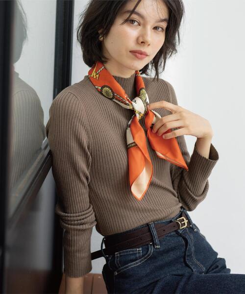 OPAQUE.CLIP（オペークドットクリップ）の「ハイネックリブニット【洗濯機OK】《6col》（ニット/セーター・レディース・ホワイト系8/モスグリーン/ブラック/ブラウン系その他/レッド系1/グレー系4・36/38/40/42）」の10枚目の写真