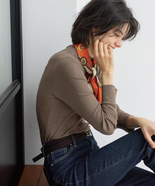 OPAQUE.CLIP（オペークドットクリップ）の「ハイネックリブニット【洗濯機OK】《6col》（ニット/セーター・レディース・ホワイト系8/モスグリーン/ブラック/ブラウン系その他/レッド系1/グレー系4・36/38/40/42）」の11枚目の写真