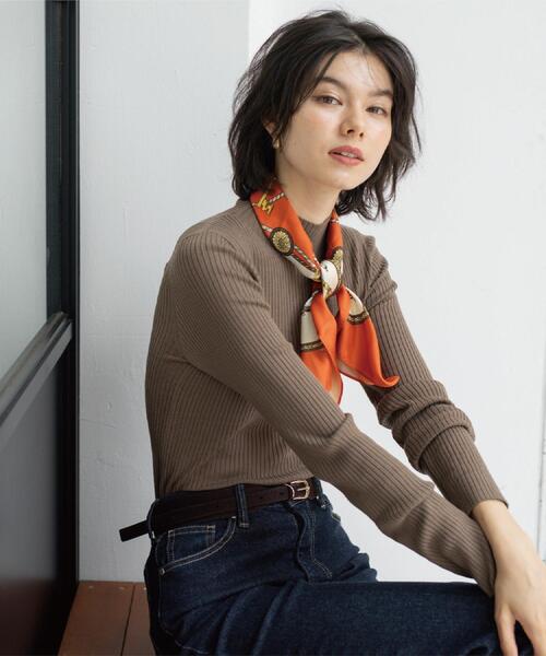 OPAQUE.CLIP（オペークドットクリップ）の「ハイネックリブニット【洗濯機OK】《6col》（ニット/セーター・レディース・ホワイト系8/モスグリーン/ブラック/ブラウン系その他/レッド系1/グレー系4・36/38/40/42）」の13枚目の写真