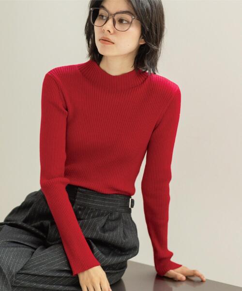 OPAQUE.CLIP（オペークドットクリップ）の「ハイネックリブニット【洗濯機OK】《6col》（ニット/セーター・レディース・ホワイト系8/モスグリーン/ブラック/ブラウン系その他/レッド系1/グレー系4・36/38/40/42）」の14枚目の写真