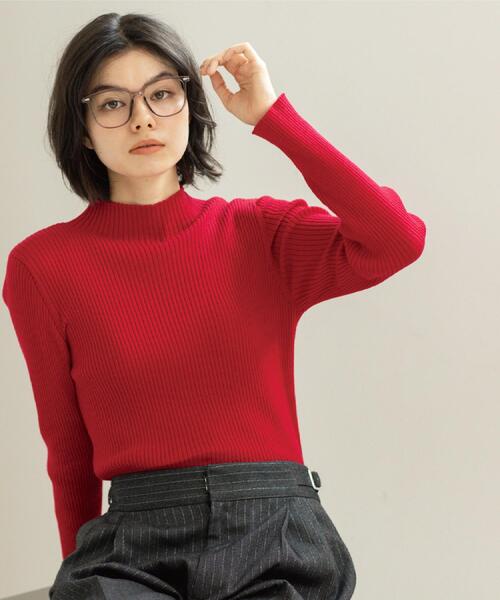 OPAQUE.CLIP（オペークドットクリップ）の「ハイネックリブニット【洗濯機OK】《6col》（ニット/セーター・レディース・ホワイト系8/モスグリーン/ブラック/ブラウン系その他/レッド系1/グレー系4・36/38/40/42）」の15枚目の写真