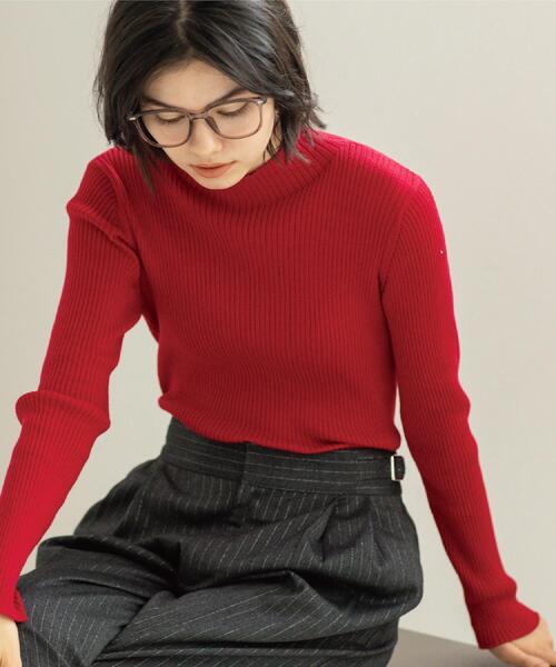 OPAQUE.CLIP（オペークドットクリップ）の「ハイネックリブニット【洗濯機OK】《6col》（ニット/セーター・レディース・ホワイト系8/モスグリーン/ブラック/ブラウン系その他/レッド系1/グレー系4・36/38/40/42）」の16枚目の写真