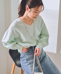 La boutique BonBon | 【デコルテ美人見え】ウール100％強縮Vネックニット(ニット/セーター)