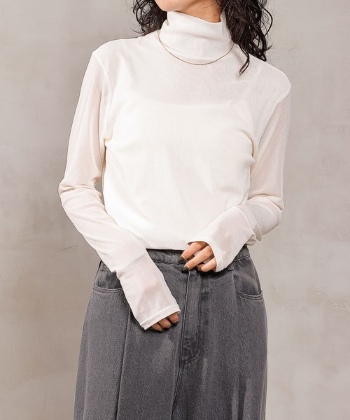 ハイネック シアー トップス（Tシャツ/カットソー）｜en CAnAF