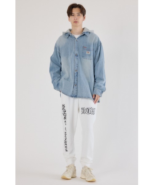 RODEO CROWNS WIDE BOWL（ロデオクラウンズワイドボウル）の「フーデッドデニムシャツジャケット（デニムジャケット・メンズ・ブラック/ライトブルー・LARGE/MEDIUM）」の14枚目の写真