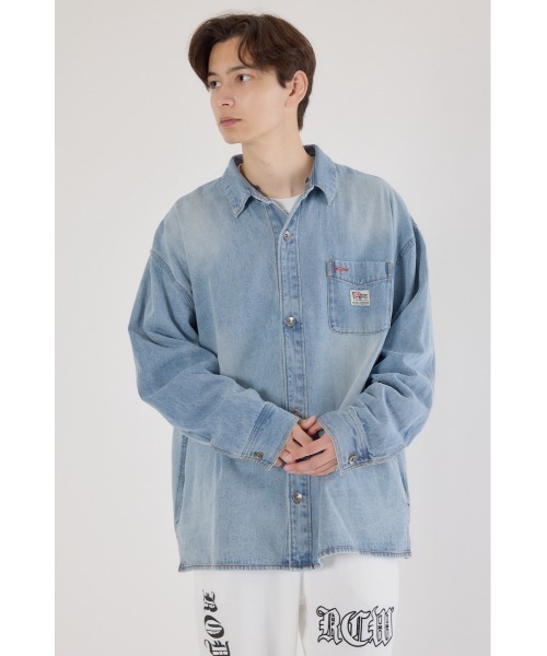 RODEO CROWNS WIDE BOWL（ロデオクラウンズワイドボウル）の「フーデッドデニムシャツジャケット（デニムジャケット・メンズ・ブラック/ライトブルー・LARGE/MEDIUM）」の18枚目の写真