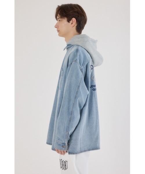 RODEO CROWNS WIDE BOWL（ロデオクラウンズワイドボウル）の「フーデッドデニムシャツジャケット（デニムジャケット・メンズ・ブラック/ライトブルー・LARGE/MEDIUM）」の21枚目の写真