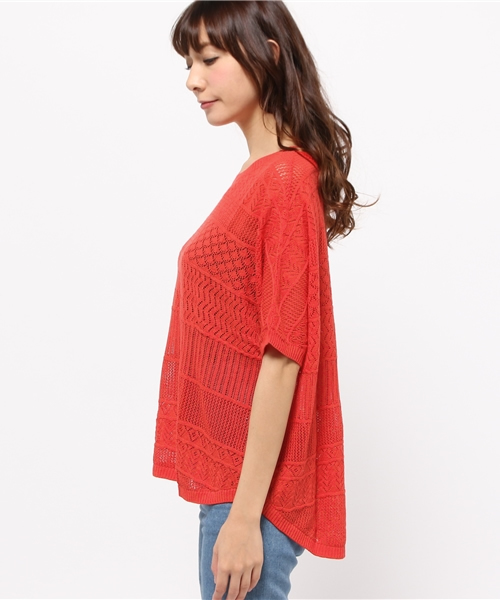 OUTLET（アウトレット）の「【Discoat Parisien】スカシ裾ラウンドP/O（ニット/セーター・レディース・レッド系その他・MEDIUM）」の3枚目の写真