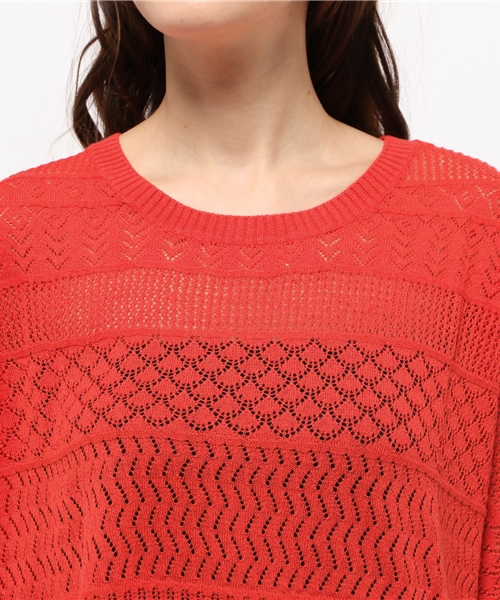 OUTLET（アウトレット）の「【Discoat Parisien】スカシ裾ラウンドP/O（ニット/セーター・レディース・レッド系その他・MEDIUM）」の5枚目の写真