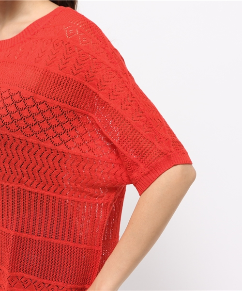 OUTLET（アウトレット）の「【Discoat Parisien】スカシ裾ラウンドP/O（ニット/セーター・レディース・レッド系その他・MEDIUM）」の6枚目の写真