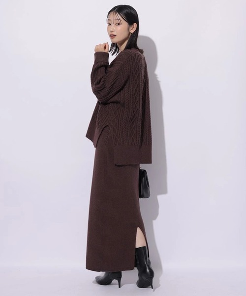 Mystrada(マイストラーダ)の「ケーブル編みカーデ(ニット/セーター・レディース・オフホワイト/ブラウン系その他3・38)」の5枚目の写真