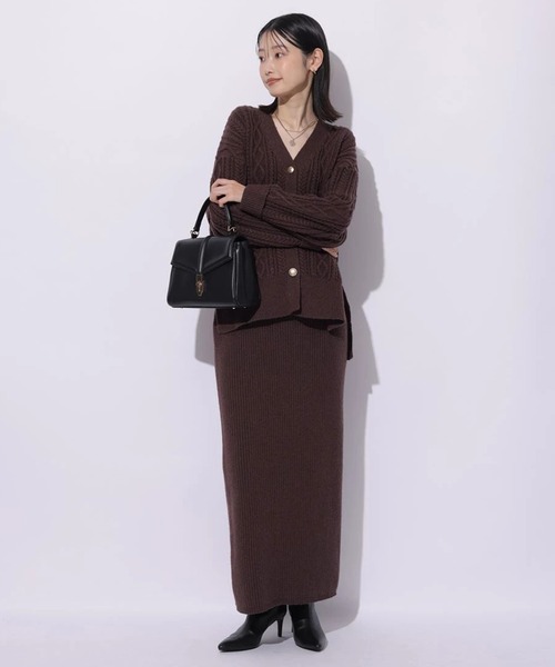 Mystrada(マイストラーダ)の「ケーブル編みカーデ(ニット/セーター・レディース・オフホワイト/ブラウン系その他3・38)」の4枚目の写真