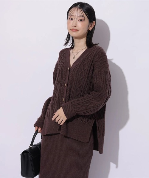 Mystrada(マイストラーダ)の「ケーブル編みカーデ(ニット/セーター・レディース・オフホワイト/ブラウン系その他3・38)」の10枚目の写真