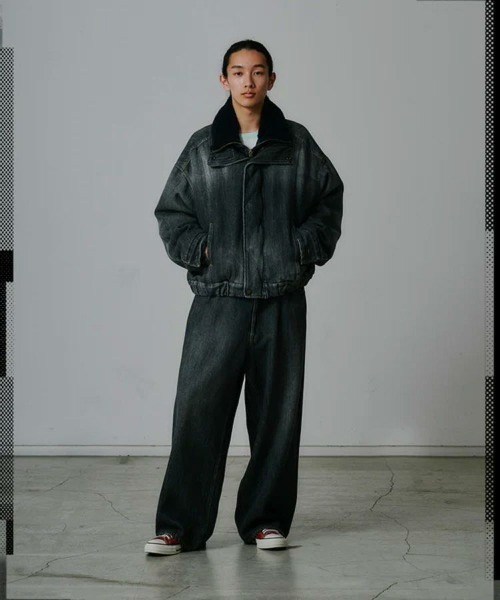 セール】【FACETASM】DOUBLE LAYERED DENIM JACKET / ブラック [JOO-JK