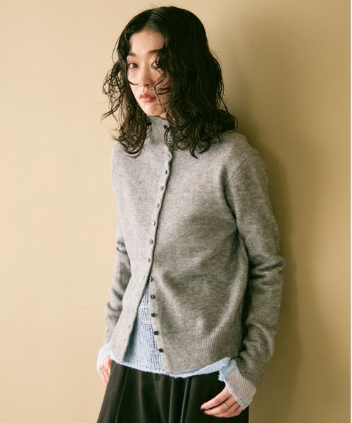 セール】Square button high-neck knit / スクエアボタンハイネック