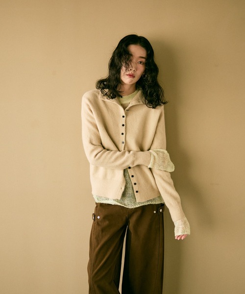 Lutim by u（ルチバイユー）の「Square button high-neck knit / スクエアボタンハイネックニット（カーディガン/ボレロ・レディース・グレー/ベージュ/イエロー・FREE）」の7枚目の写真