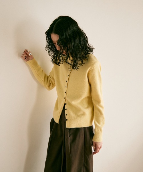 セール】Square button high-neck knit / スクエアボタンハイネック