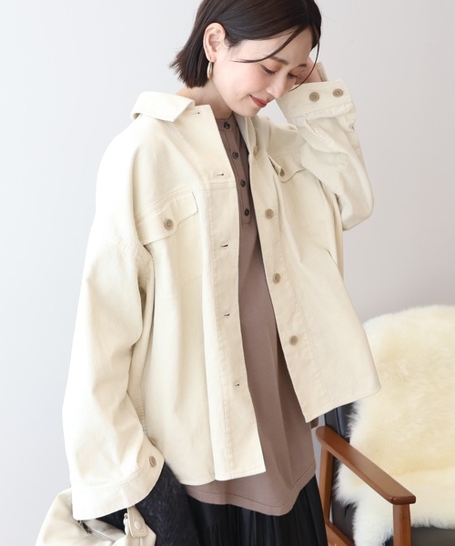 AMERICAN HOLIC(アメリカンホリック)の「コーデュロイCPOシャツジャケット(その他アウター・レディース・チャコールグレー/アイボリー/モカ・L/M)」の2枚目の写真