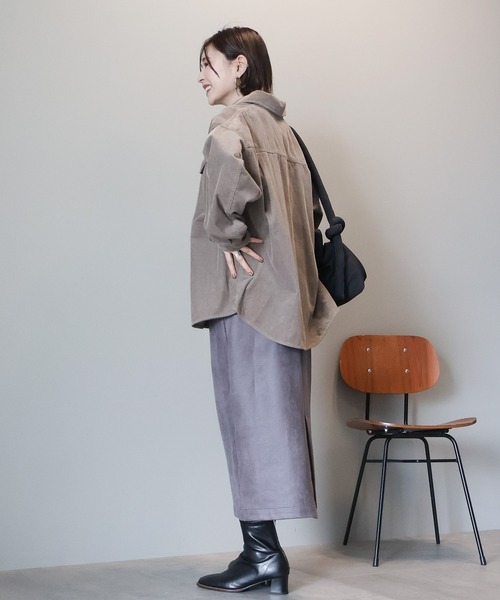 AMERICAN HOLIC(アメリカンホリック)の「コーデュロイCPOシャツジャケット(その他アウター・レディース・チャコールグレー/アイボリー/モカ・L/M)」の11枚目の写真