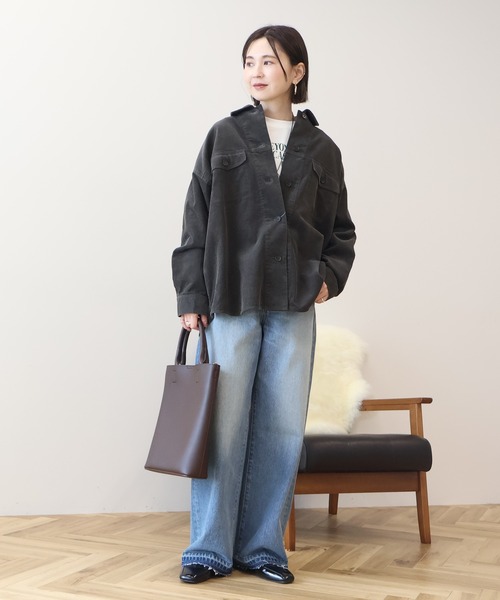 AMERICAN HOLIC(アメリカンホリック)の「コーデュロイCPOシャツジャケット(その他アウター・レディース・チャコールグレー/アイボリー/モカ・L/M)」の5枚目の写真