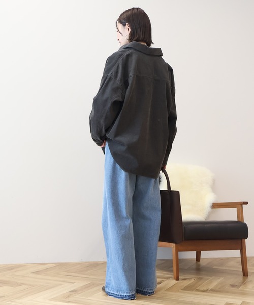 AMERICAN HOLIC(アメリカンホリック)の「コーデュロイCPOシャツジャケット(その他アウター・レディース・チャコールグレー/アイボリー/モカ・L/M)」の6枚目の写真