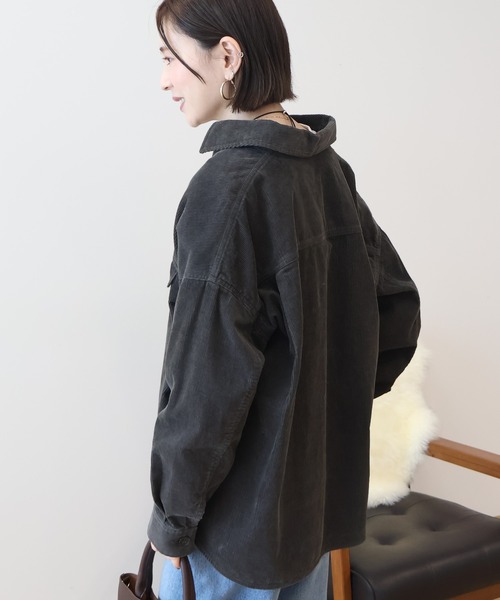 AMERICAN HOLIC(アメリカンホリック)の「コーデュロイCPOシャツジャケット(その他アウター・レディース・チャコールグレー/アイボリー/モカ・L/M)」の8枚目の写真