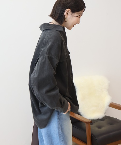 AMERICAN HOLIC(アメリカンホリック)の「コーデュロイCPOシャツジャケット(その他アウター・レディース・チャコールグレー/アイボリー/モカ・L/M)」の9枚目の写真