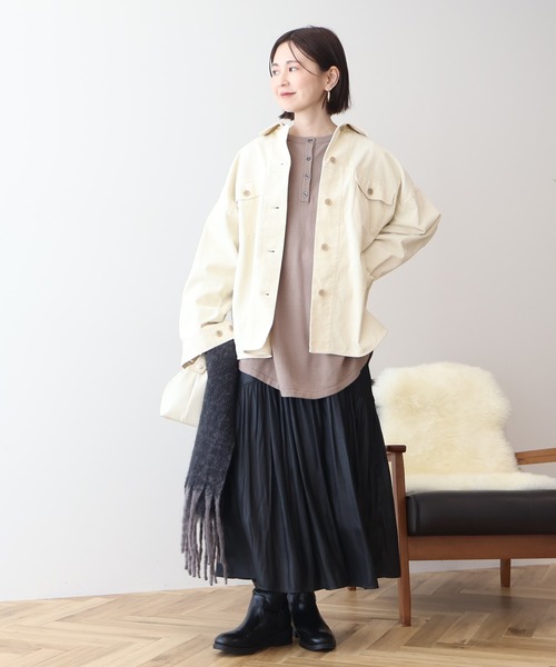 AMERICAN HOLIC(アメリカンホリック)の「コーデュロイCPOシャツジャケット(その他アウター・レディース・チャコールグレー/アイボリー/モカ・L/M)」の16枚目の写真