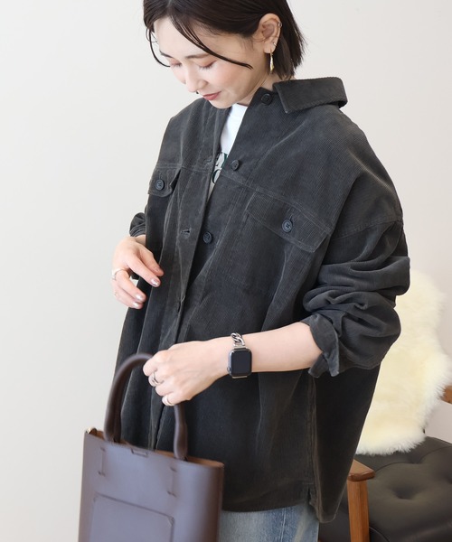 AMERICAN HOLIC(アメリカンホリック)の「コーデュロイCPOシャツジャケット(その他アウター・レディース・チャコールグレー/アイボリー/モカ・L/M)」の21枚目の写真