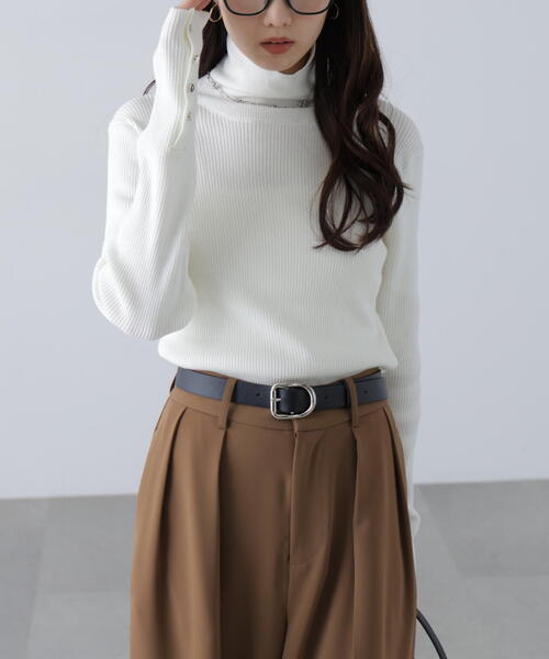 FREE'S MART（フリーズマート）の「◆〈ＭＦＭ〉袖金ボタンリブタートルニット（ニット/セーター・レディース・ホワイト/ピンク/レッド/ブラック/グレー・FREE）」の20枚目の写真